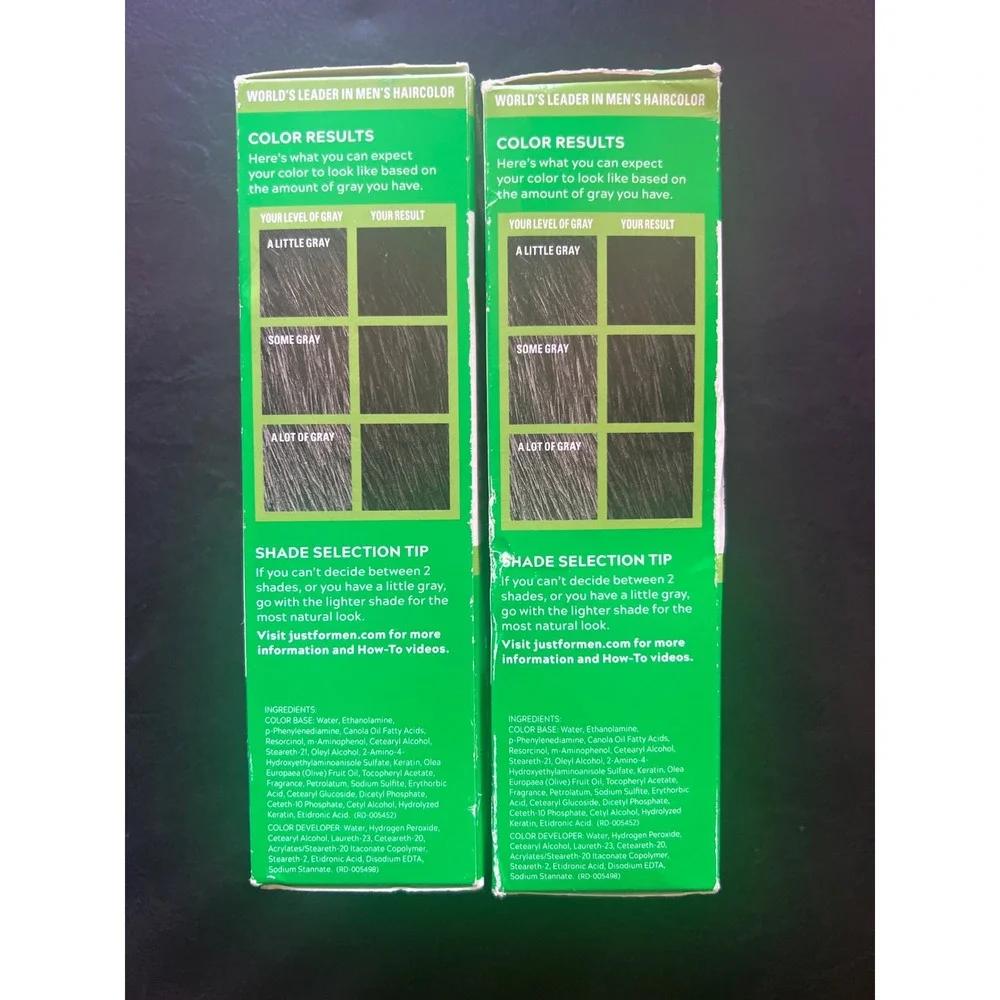Lot of 2 Just For Men Shampoo-In Color Real Black H-55 Mens Hair Dye 5 Min Kit